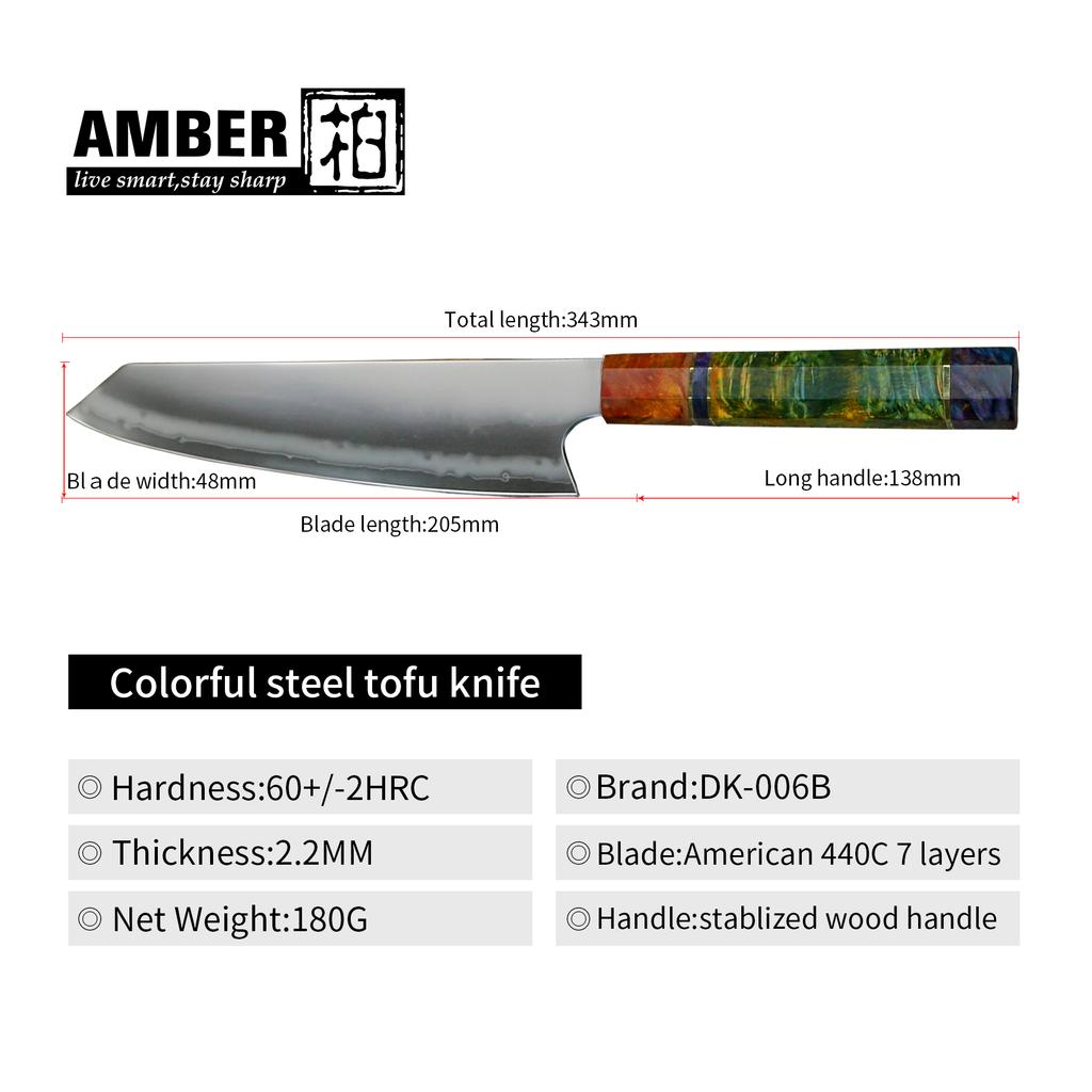 AMBER 8'' Chef Knife 440C Japanese Stainless Steel Professional Chef's Knives Sharp Blade Cooking Tool