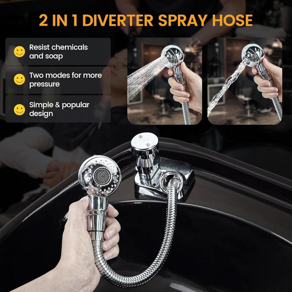 Salon Shampoo Bowl Faucet Vacuum Breaker Kit Spa Beauty Salon Shampoo Bowl Sink Hair Salon Bath Accessories Bathroom Hot Cold Faucet Spray Hose