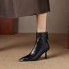French Retro Western Booties Women's Single Boots Metal Toe Pointed Toe Stiletto Heel Versatile Skinny Fashion
