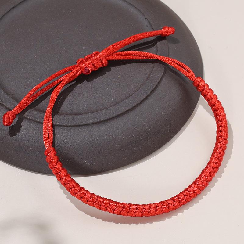 Adjustable Red Rope Bracelet with Pure Diamond Knot - Unisex Zodiac Design