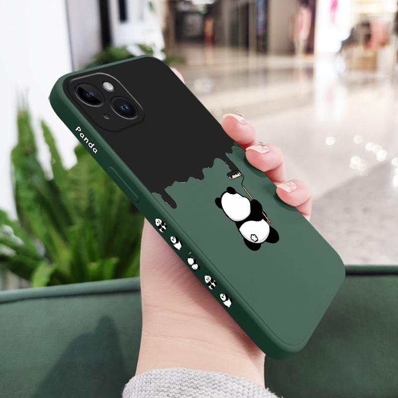 Paint Panda Phone Case For iPhone 15 14 13 12 11 X XR XS SE2 SE2020 8 7 6 6S Plus Pro Max Mini Silicone Cover