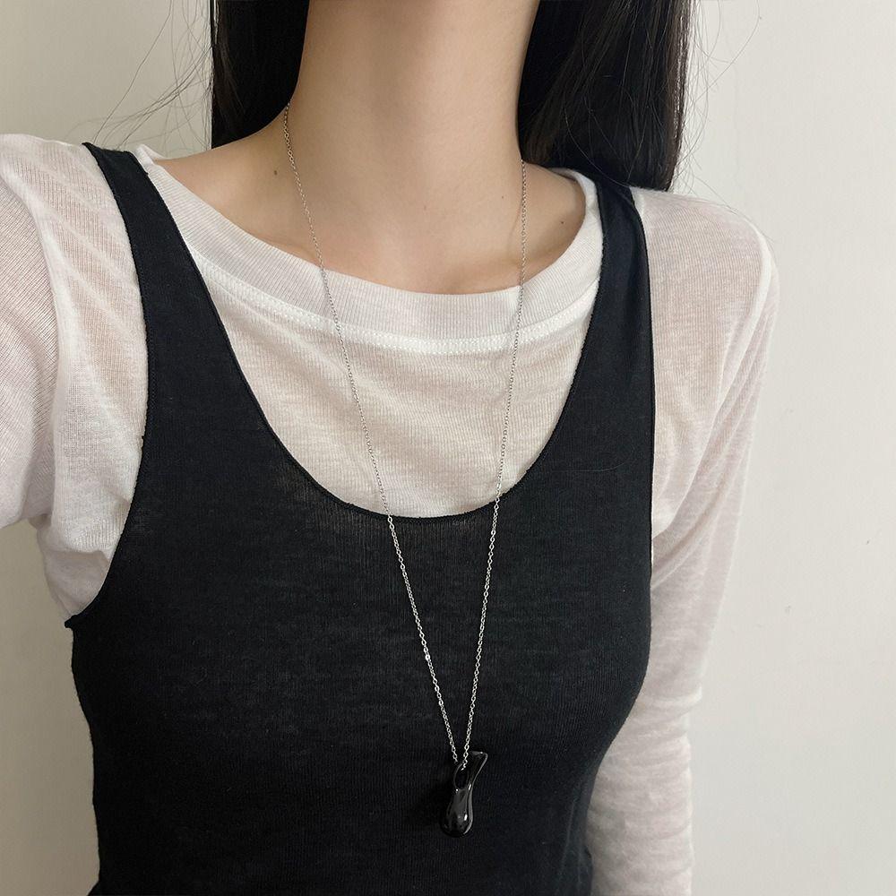 Water Bottle Pendant Sweater Chain Necklace Silver Color Sweater Chain Accessories