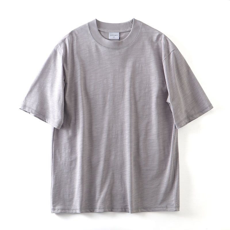 Heavy Weight Pure Cotton Slub Cotton Short-Sleeved T-shirt Men s Summer American Retro Bottoming Shirt Export Export Cotton T-shirt Gray XL