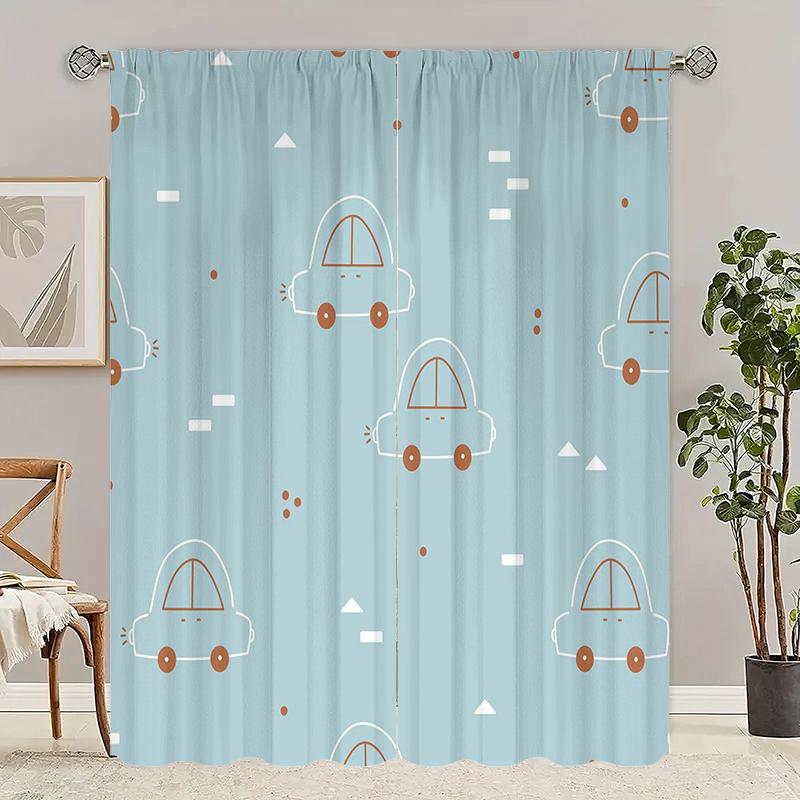 

2Pcs- Cartoon car - Printed curtain -100% polyester material suitable for bedroom curtains and living room decoration. 100*130 Grommet Top 1pcs