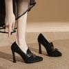 1-The New Waterproof Table Is Not Tired of Feet, Single Shoes for Women, Bow Pointed Thin Heel Suede High Heels for Women