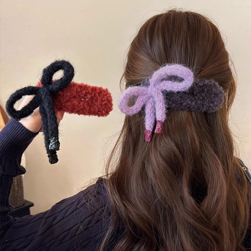 Plush Bow Hair Clip Large Duckbill Clip New Hair Accessory Fashion Women Hair Styling Barrette Elegant Headwear Hair Decoration