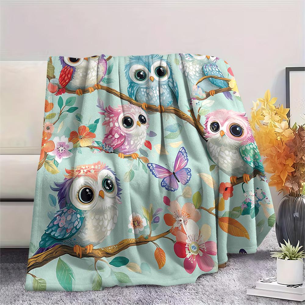 Flanelová deka s potiskem soviček, Vysoce kvalitní, Pohodlná pro všechna roční období, Domácí dekorace, Teplo a pohodlí, Perfektní jako vánoční dárky
