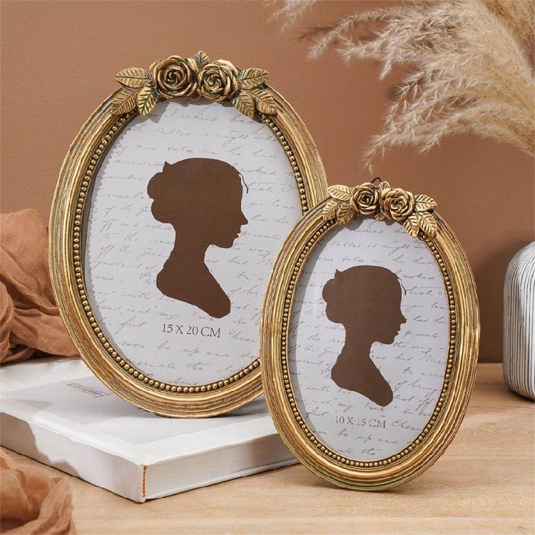 Retro Picture Frame,Decorative Photo Frame Antique Ornate Oval Photo Frame for Tabletop and Wall Display Home Decors