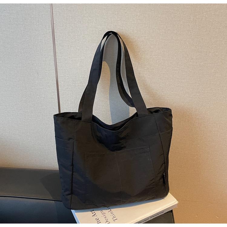 Korean Style Solid Color Canvas Tote Bag - Lightweight, Simple Design, Niche Handbag, Large Capacity Shoulder Bag