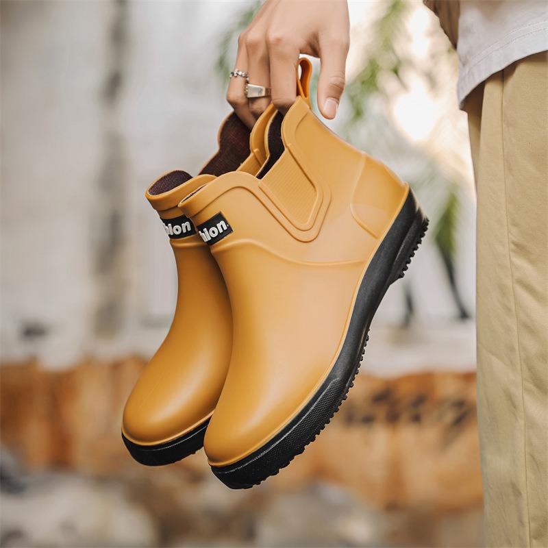 

Модные мужские резиновые сапоги Chelsea с короткими носками, универсальные водные сапоги с мягкой подошвой, удобные, нескользящие, резиновые туфли для кухни, мужские 44 коричневый