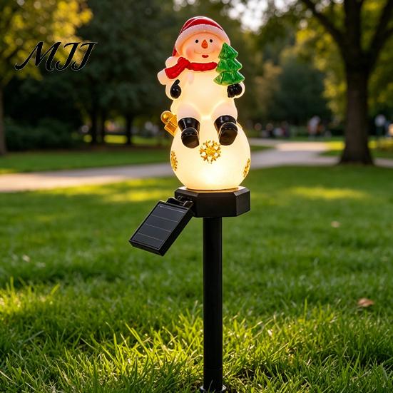 Outdoor Seasonal Atmosphere Lights Christmas Solar Stake Lights, Santa Snowman Tree Figurine Lawn Warm White LED Garden Ornaments Waterproof for