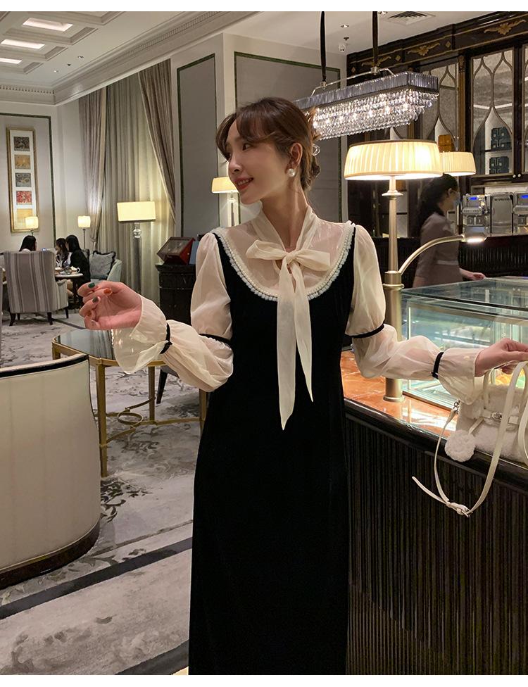 Elegantes Winterspitzen-Samtkleid - Falsches zweiteiliges langes Rock für Damen (Nicht erstattungsfähig)