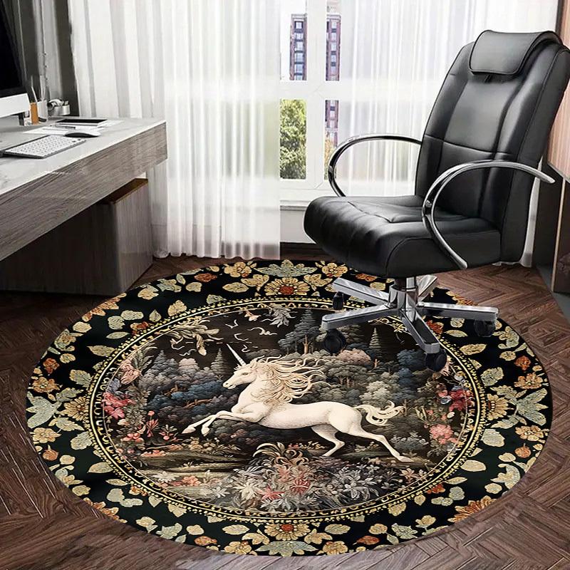 1pc Carpet Chair Mats Unicorn in Enchanted Forest Perfect for Decorating Chairs, Polyester Carpet, for Living Room.YDT655