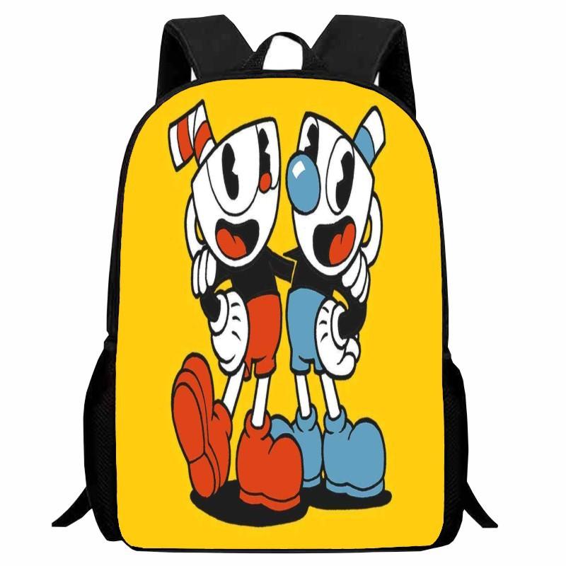 Cuphead Student Backpack Cartoon Teacup Head Backpack Lightweight 123 Grade Boys and Girls