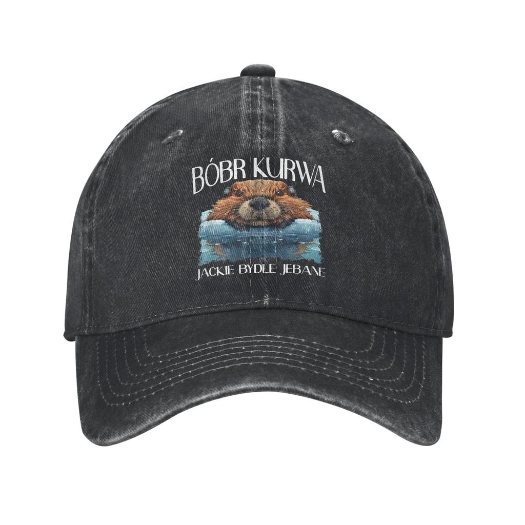 Classic Bober Bobr Kurwa Baseball Caps Unisex Women Distressed Denim Washed Headwear Outdoor Running Unstructured Soft Hats Cap