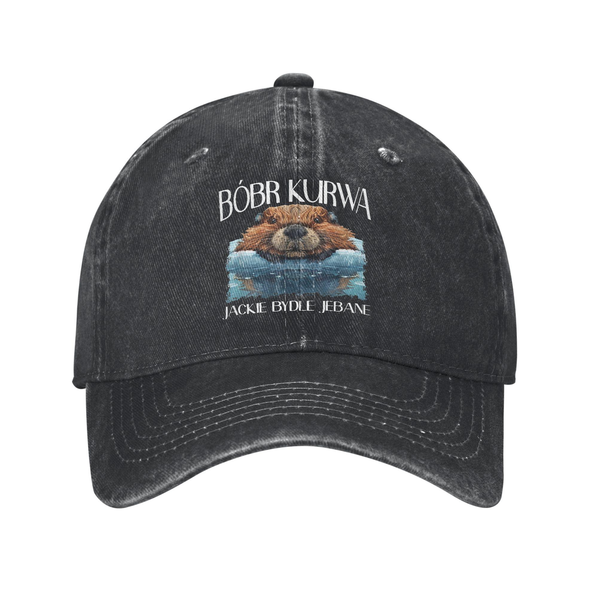Vintage Polish Beaver Meme Baseball Caps Unisex Distressed Cotton Headwear Bobr Bober Kurwa Ja Pierdole Outdoor Travel Caps Hat One Size