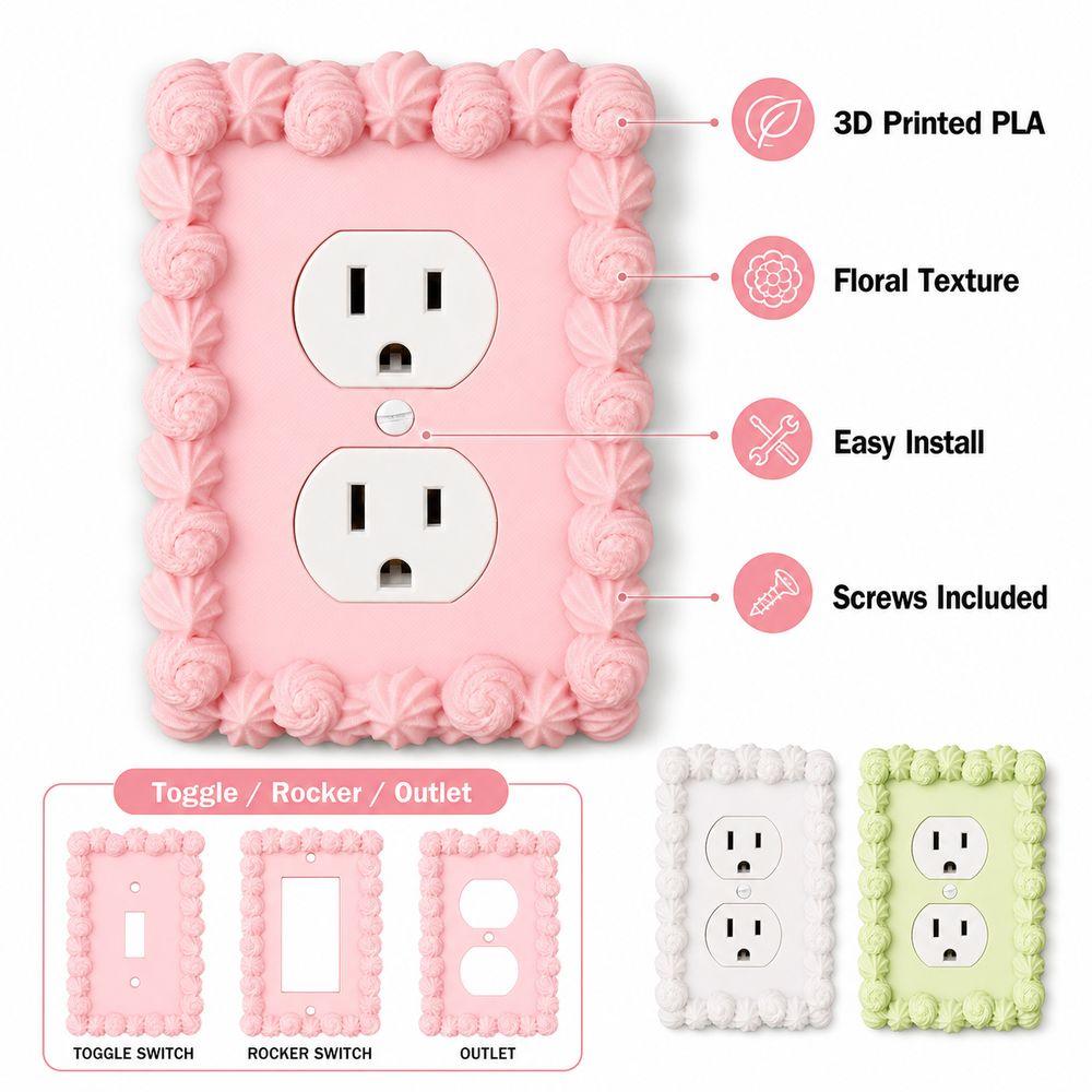 Cream Style Light Switch Cover Piping Texture Wall Plate Cover Decorative Wall Plate  Bedroom Decor