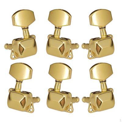 6 Pieces Guitar Lock (3L+3R Handed) String Tuning Pegs Machine Head for Acoustic Guitar, Gold