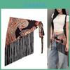 Cintura Larga Boho per Donna con Pantaloni in Denim Ricamati e Foulard Triangolare