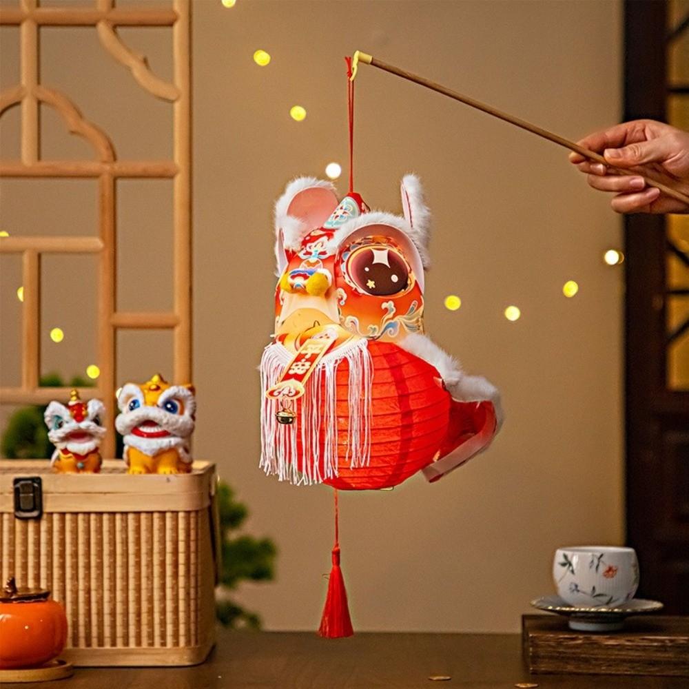 

Traditional Ancient Style Lion Dance Lantern DIY Material Package with Tassel Luminous Lantern Handheld Lantern Chinese New Year a красный