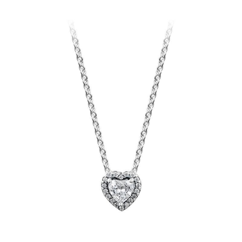 Pandora Noble Heart 925 Silver Necklace Women s 398425C01