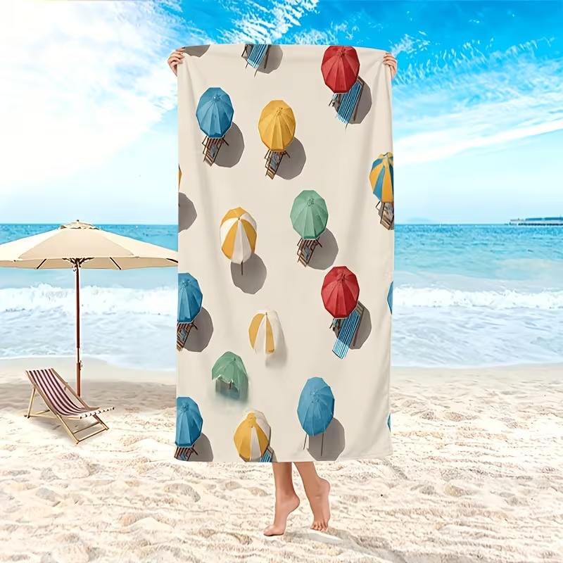 Retro Beach Flip Flop Print Beach Towel Ocean Wave Sand Summer Design Quick Dry Soft Absorbent Towel for Summer Pool Use