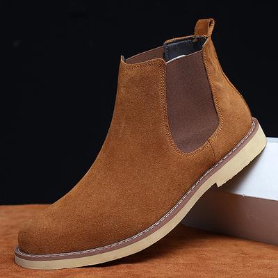 Botas de hombre de lujo para primavera/invierno, elegantes botas Chelsea para hombre, zapatos casuales para amantes de la piel de ante de vaca, talla grande 47, zapatillas Hombregy
