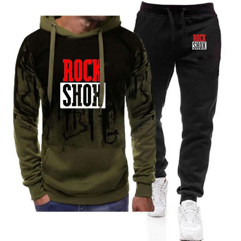 

Rock Shox Shock Suspension Mountain Mtb 2023 Мужской новый комплект в стиле Харадзюку с капюшоном градиентного цвета, толстовка + брюки, костюм из двух предметов