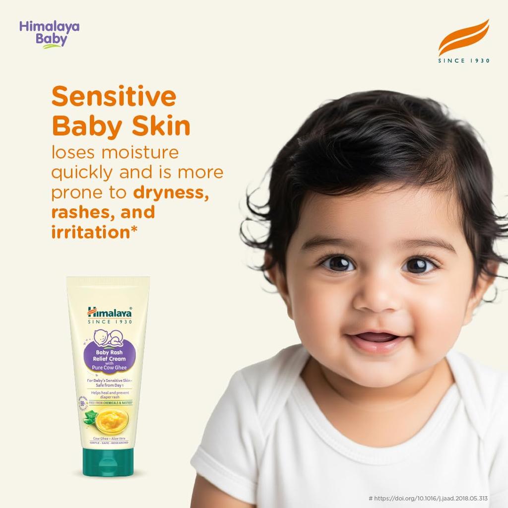 Himalaya Baby Rash Relief Cream 20gm With Cow Ghee And Aloe Vera For Sensitive Skin Protection