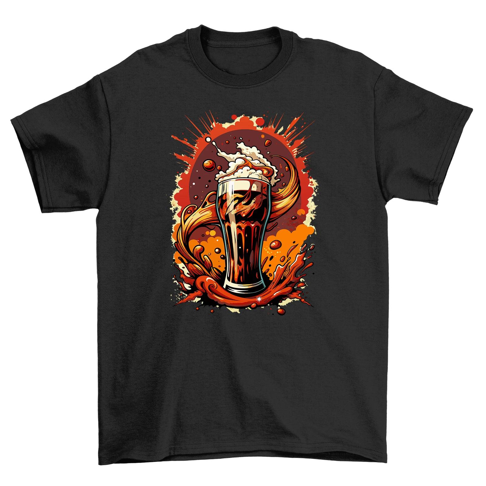 Explosion Beer Splash Graphic Tee Breathable Cotton Crewneck TShirt Unisex Trip S