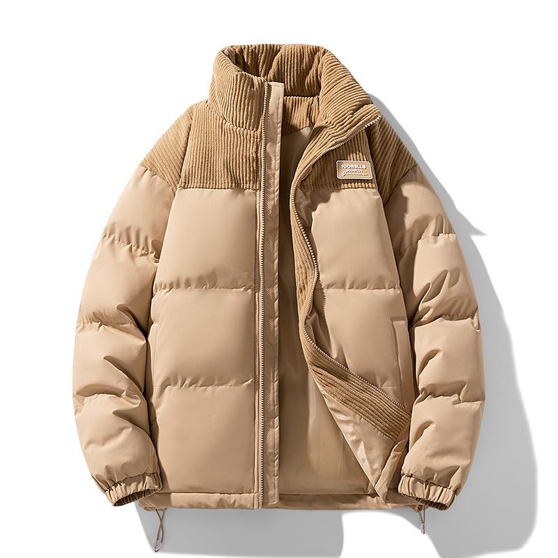 Corduroy Down Jacket Men's Color-blocking Collared Cotton-padded Jacket Trendy Cotton-padded Jacket