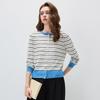 KMBK Women's Striped Silk Blend Long-Sleeve Knit Top