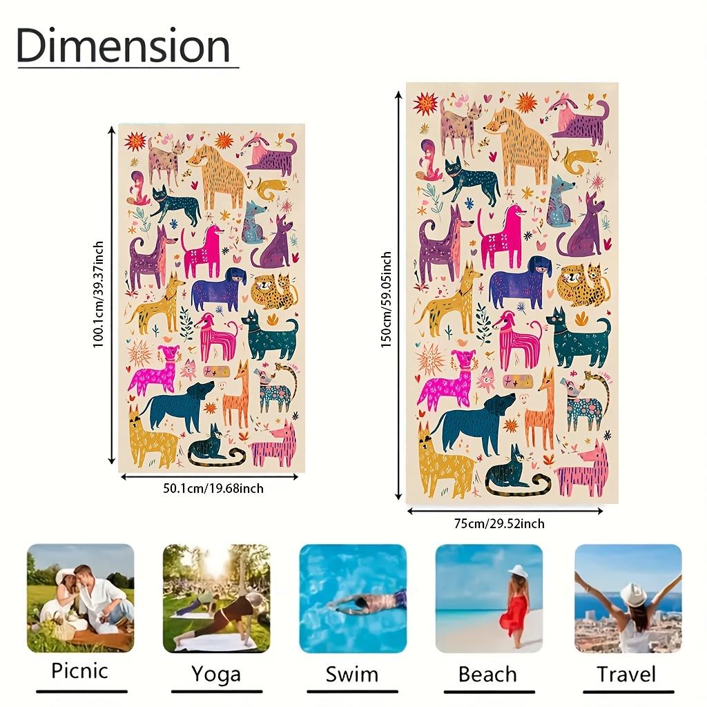 1pz Asciugamano da Spiaggia in Microfibra con Stampa di Animali Colorati, Realizzato in Materiale Ultra-morbido, Leggero e Altamente Assorbente. Ideale per Yoga, Viaggi