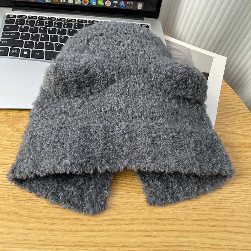 Women's Bear Hat for Autumn and Winter, Japanese Style Versatile Warm Knitted Hat, Makes the Face Look Smaller, Plush Ear Protection, Knitted Lei
