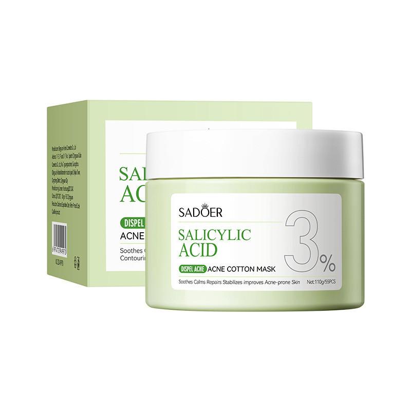 Maschere in fogli Sadoer Trattamento Acne con Acido Salicilico con Benefici Idratanti Per Tutti i Tipi di Pelle 110g 55 Fogli