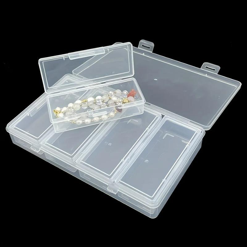 4 Grid Clear Storage Box with Individual Compartments Detachable Plastic Case for Small Items Jewelry Beads Crafts Hardware