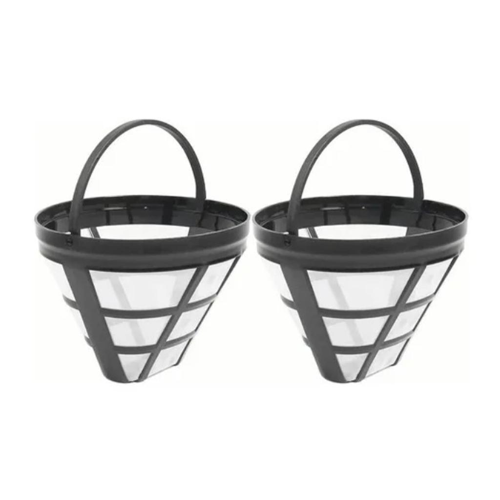 2PCS Reusable Coffee Filter Stainless Steel Nylon Effective Filtering Permanent Cone Coffee Maker