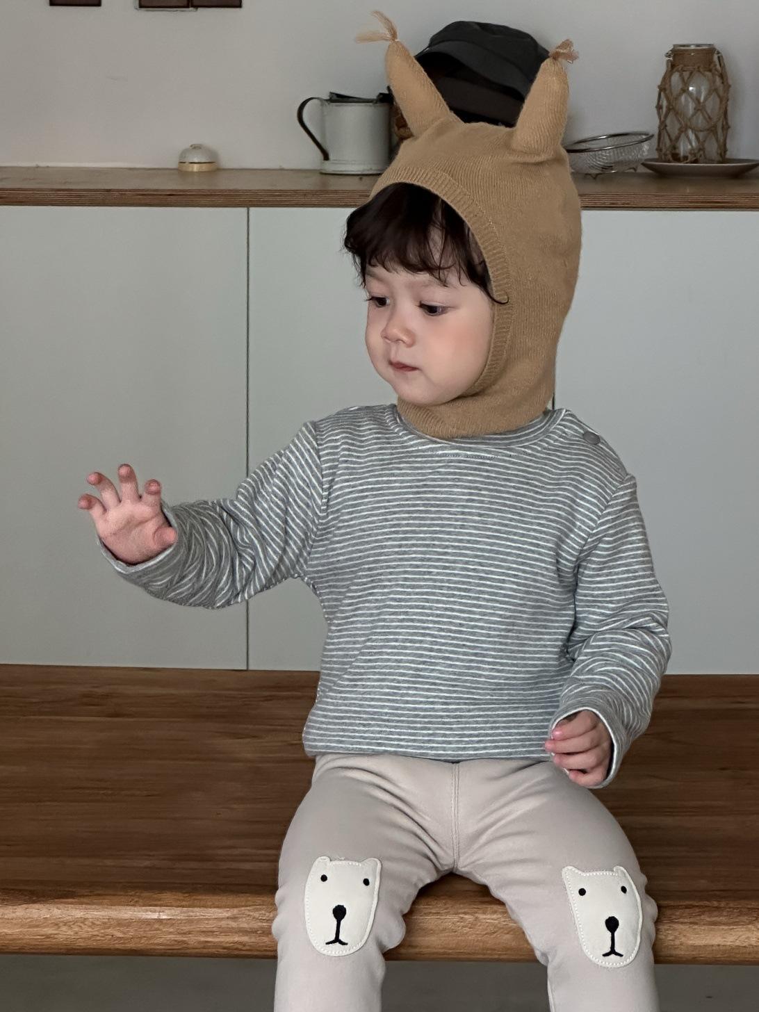 Детская одежда осень и зима новая детская одежда зимняя одежда для малышей мальчики утолщенный полосатый комплект свитеров 73CM