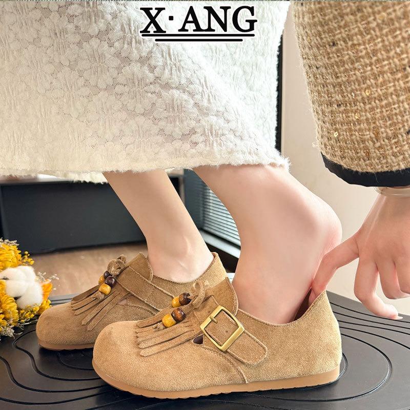 

Cowhide soft sole full bun women s shoes kangaroo shoes autumn new one-pedal single shoes Doudou shoes 40
