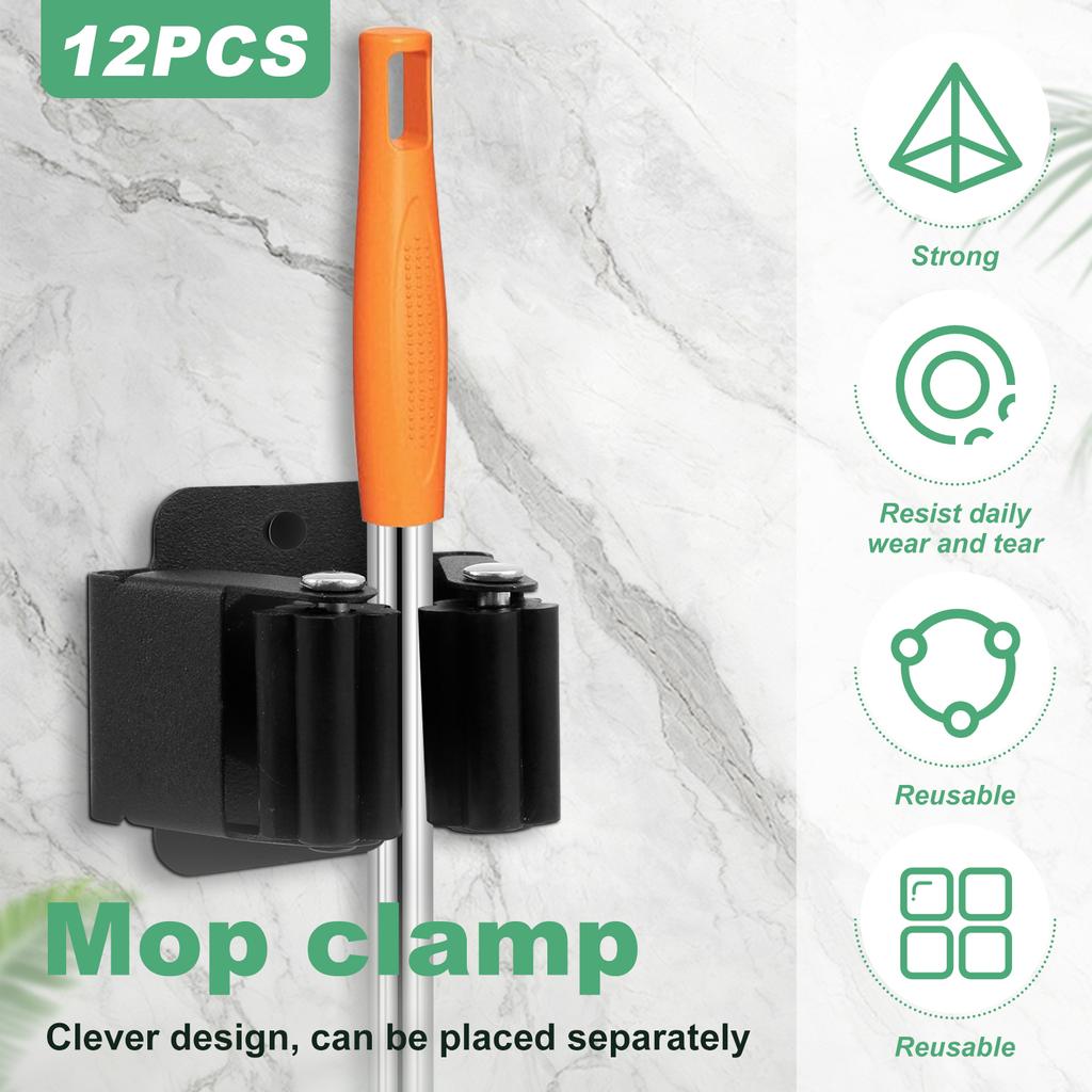 Wall Mount Stainless Steel Mop Hanger with Installation Screws Space Saving Broom and Mop Holder Reusable Garden Broom Holder