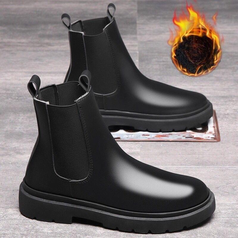 Fashion Men's 2025 Chelsea Boots High Top Winter Snow Boots British Workwear Style Fashion Thermal Lined Waterproof Casual Ankle Boots