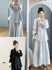 Early Autumn Women's Zen-Inspired Chinese Style Shirt & Skirt Set