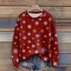Long Sleeve Pullover Sweaters For Women O Neck Casual Cute Printing Knit Oversized Sweater
