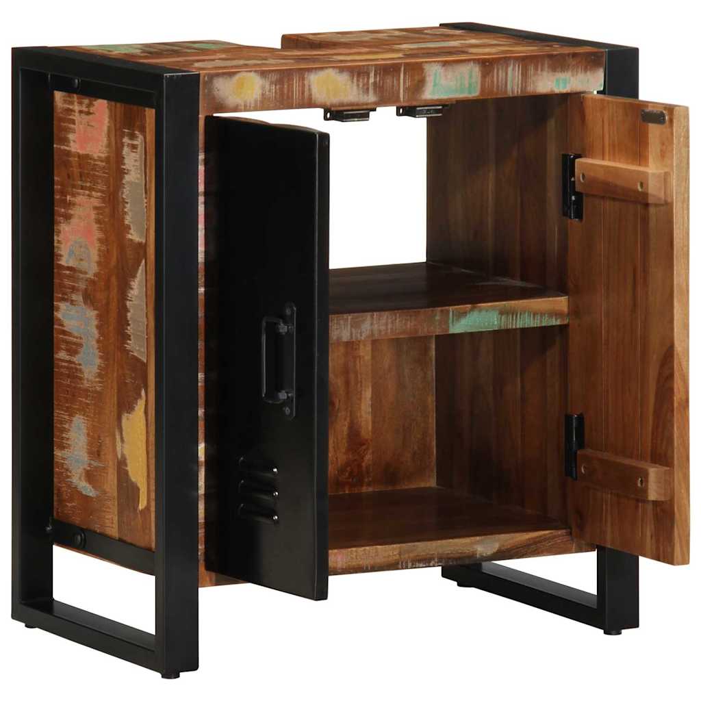 Bathroom Cabinet with Shelf Brown Solid Upcycled Wood