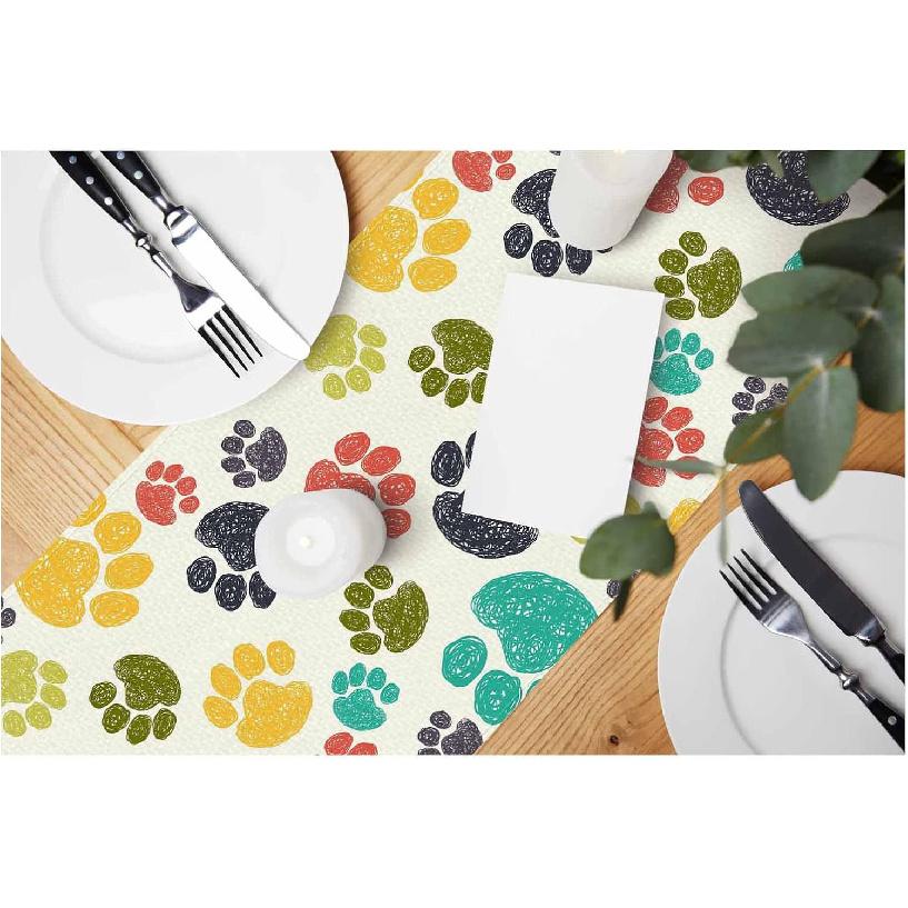 HOSNYE Table Runner Brown Leopard Pattern,Cotton Linen Table Runner Decoration for Kitchen Family Dinner Table Holiday Party Farmhouse Style 13 x 72