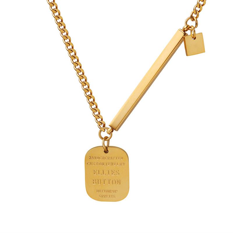 Couples Day Gift Collarbone Chain Women'S Fashion Versatile Lettering Square Geometric Necklace Spice Girl Accessories