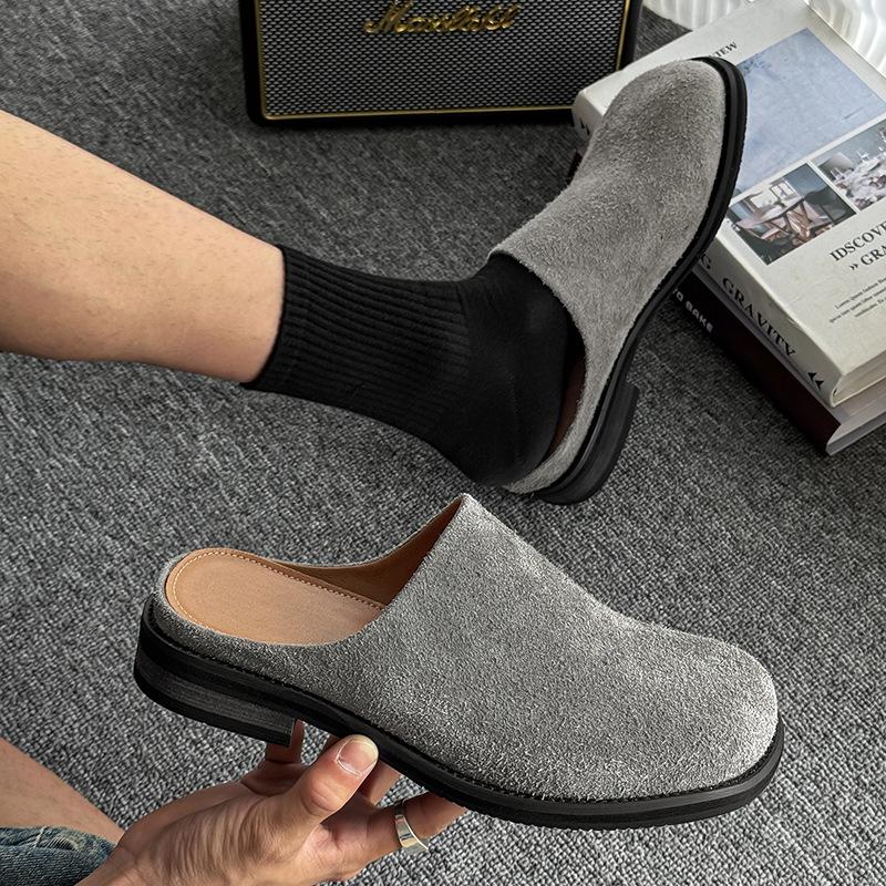 Korean version 2025 fashion retro thick heel bag head half slippers spring and summer French evening wind lazy muller single shoes