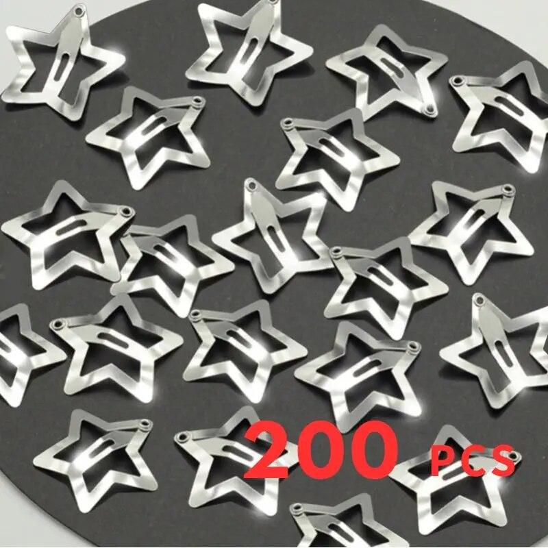 

2/200шт Заколки для волосся зі срібною зіркою для дівчинки Y2k Філігранна металева застібка зі зіркою Шпильки Шпильки Прикраси для волосся Без нікелю Без свинцю 200pcs