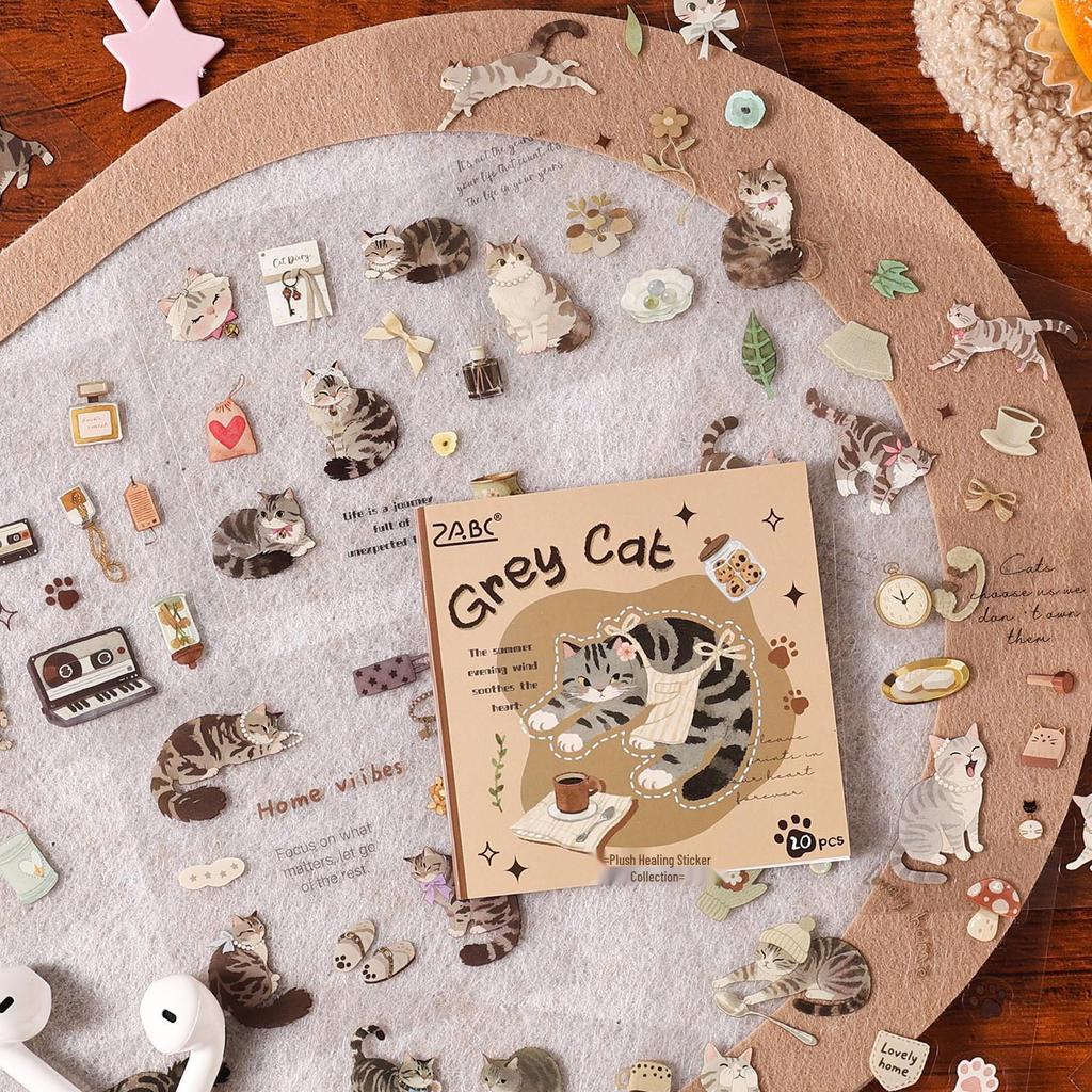 ZABC Livro de Adesivos de Cura com Tema de Animais de Estimação: 20 Folhas de Adesivos Fofos de Decoração de Base Cortados