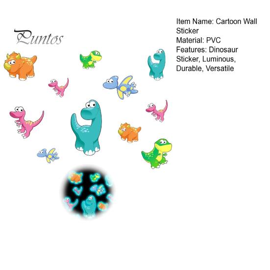 Easy to Apply Wall Graphics for Home Luminous Cartoon Dinosaur Sticker, Self-Adhesive Decorative Indoor And Outdoor Decorations Waterproof PVC Decals